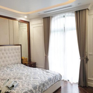 Rèm vải 2 lớp màu nâu cho phòng ngủ